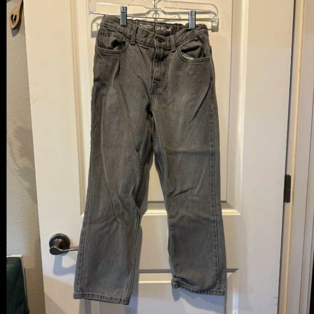 Cat & Jack Boys Relaxed Straight Leg Jeans Charcoal Gray Size 10 Regular